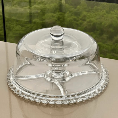 Boleira 4 em 1 Prato para Bolo Petisqueira Cristal Coração 25,5cm