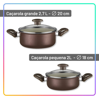 Jogo De Panelas Antiaderente Teflon 7 peças + 3 utensílios