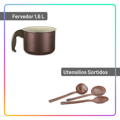 Jogo De Panelas Antiaderente Teflon 7 peças + 3 utensílios