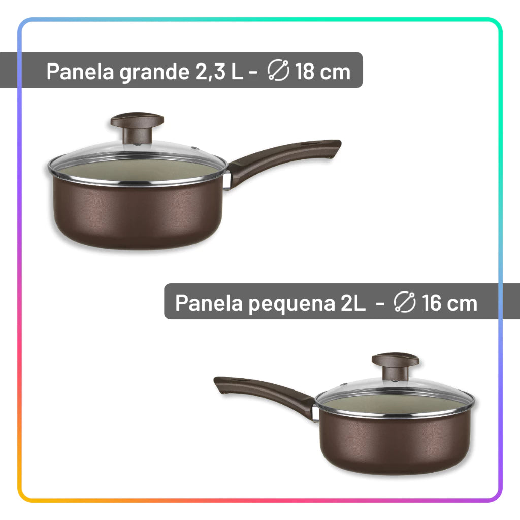 Jogo De Panelas Antiaderente Teflon 7 peças + 3 utensílios