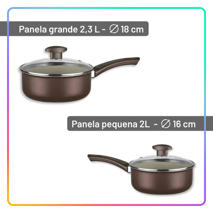 Jogo De Panelas Antiaderente Teflon 7 peças + 3 utensílios