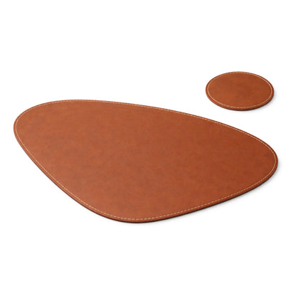 Jogo Americano Sousplat Couro +  Porta Copo Kit 6 peças