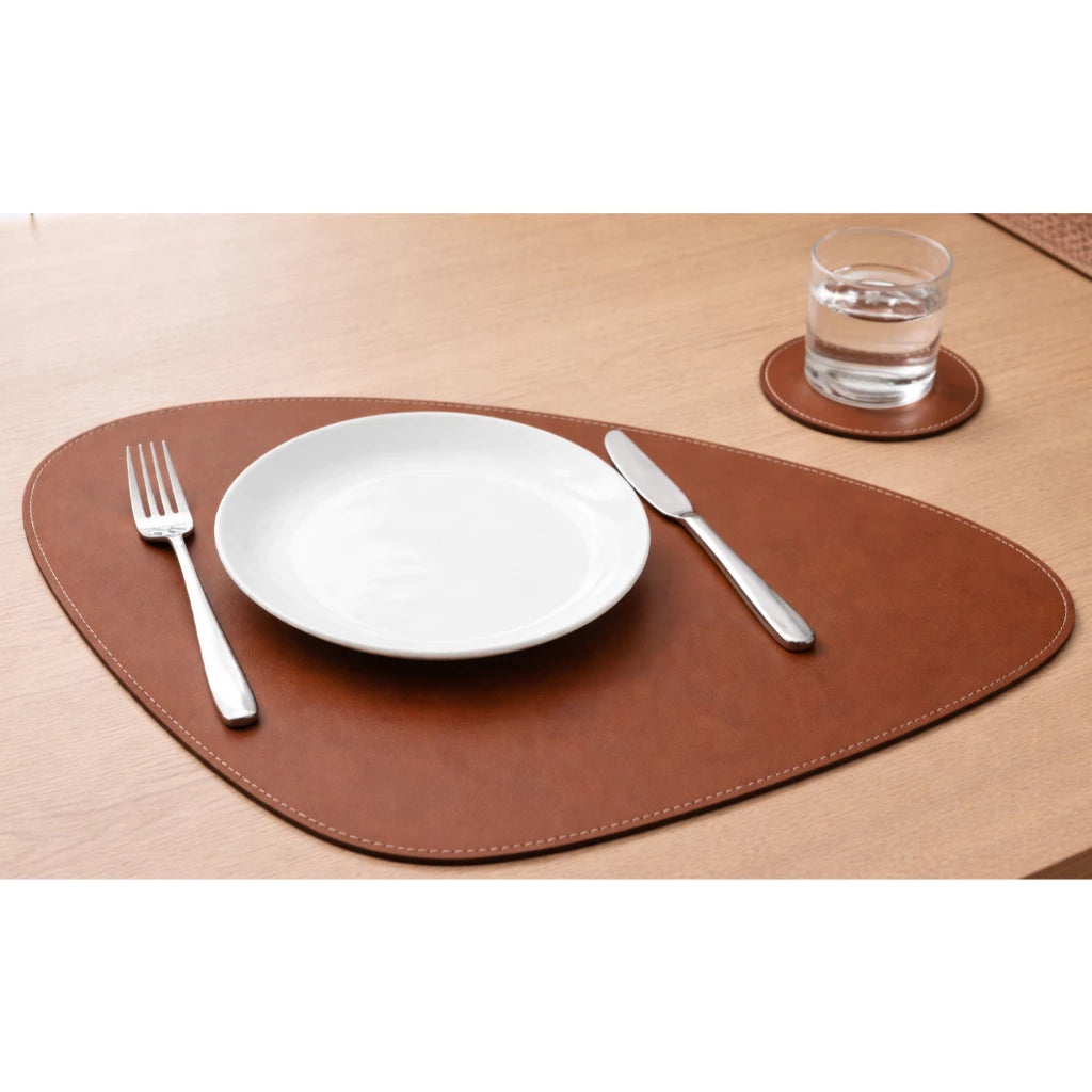 Jogo Americano Sousplat Couro +  Porta Copo Kit 6 peças