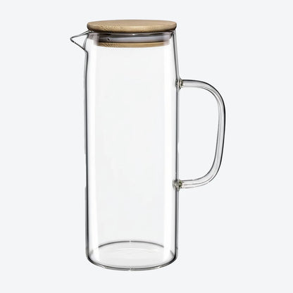 Jarra de Vidro 1L Com Tampa de Bambu