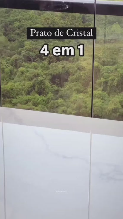 Boleira 4 em 1 Prato para Bolo Petisqueira Cristal Coração 25,5cm