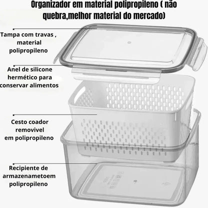 Kit 3 Potes Organizador de Geladeira