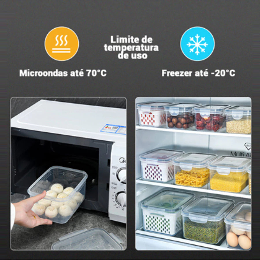 Kit 3 Potes Organizador de Geladeira